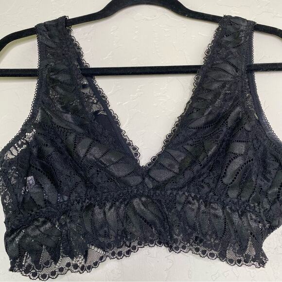 Aerie Black Lace V Neck Bralette Medium - Picture 6 of 8
